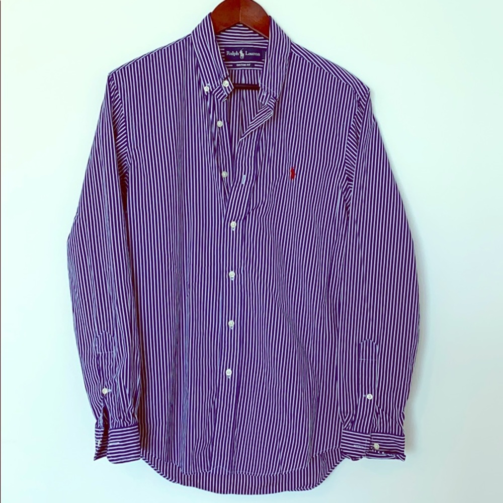Navy striped Ralph Lauren men’s dress shirt size S